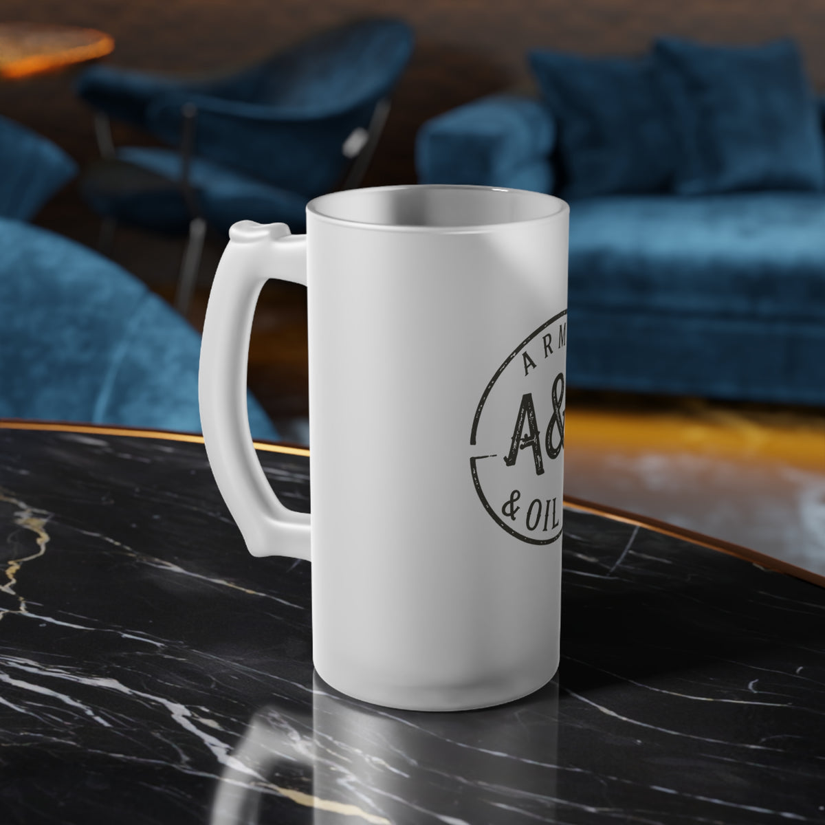 Armor & Oil Co. Frosted Glass Beer Mug