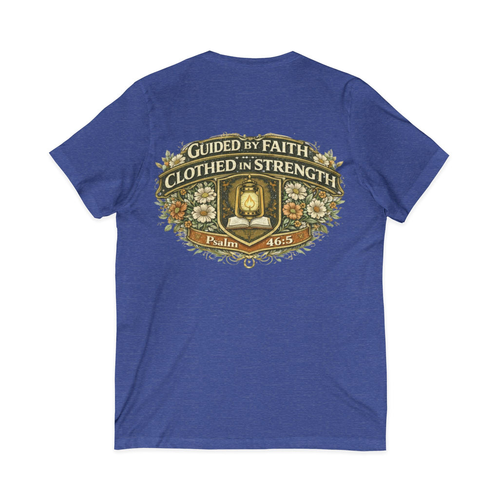 Guided by Faith, Clothed in Strength – Women’s V-Neck Tee