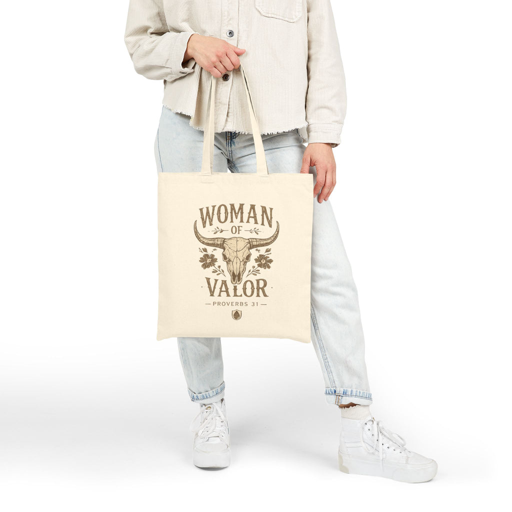 Woman of Valor Natural Canvas Tote Bag 🤎