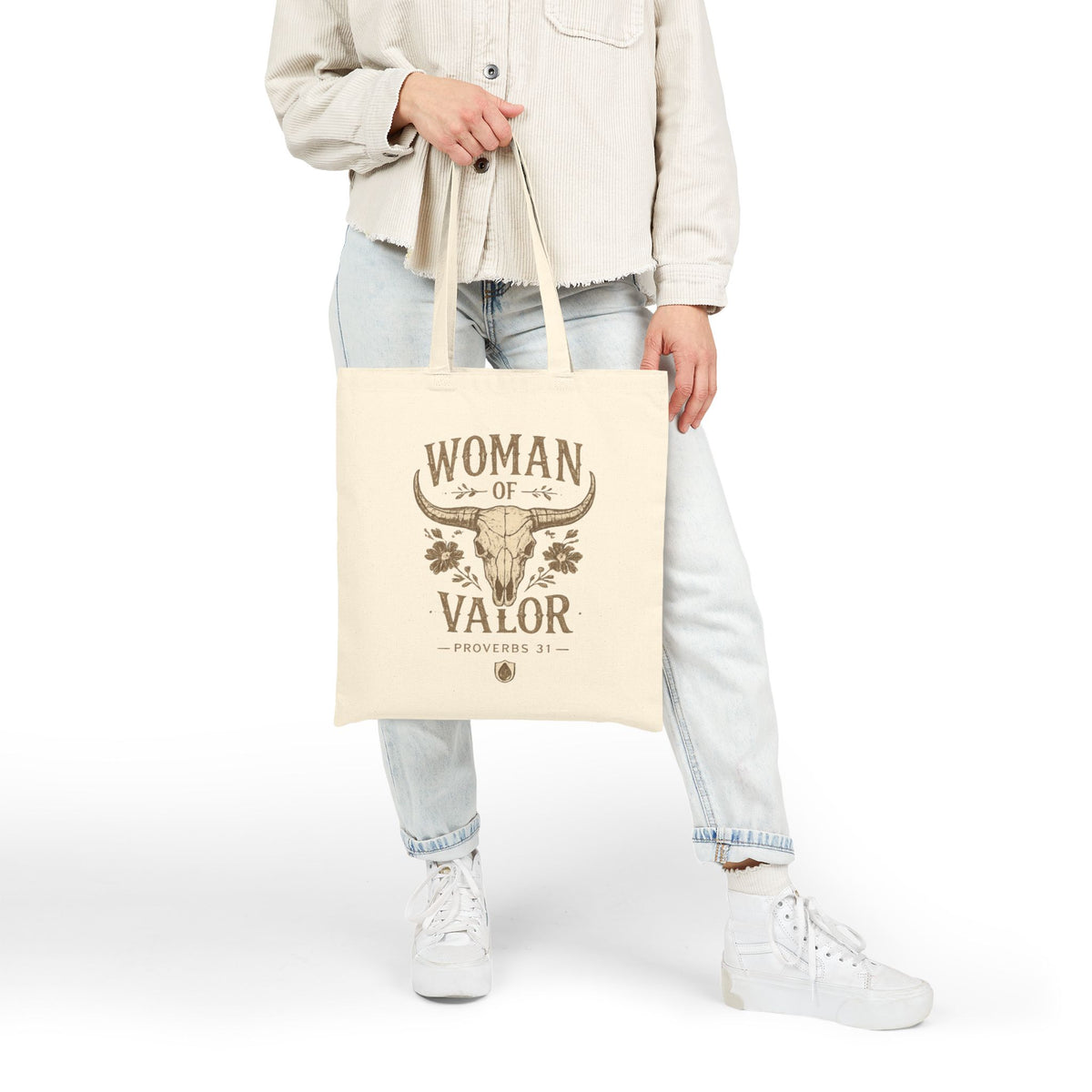 Woman of Valor Natural Canvas Tote Bag 🤎