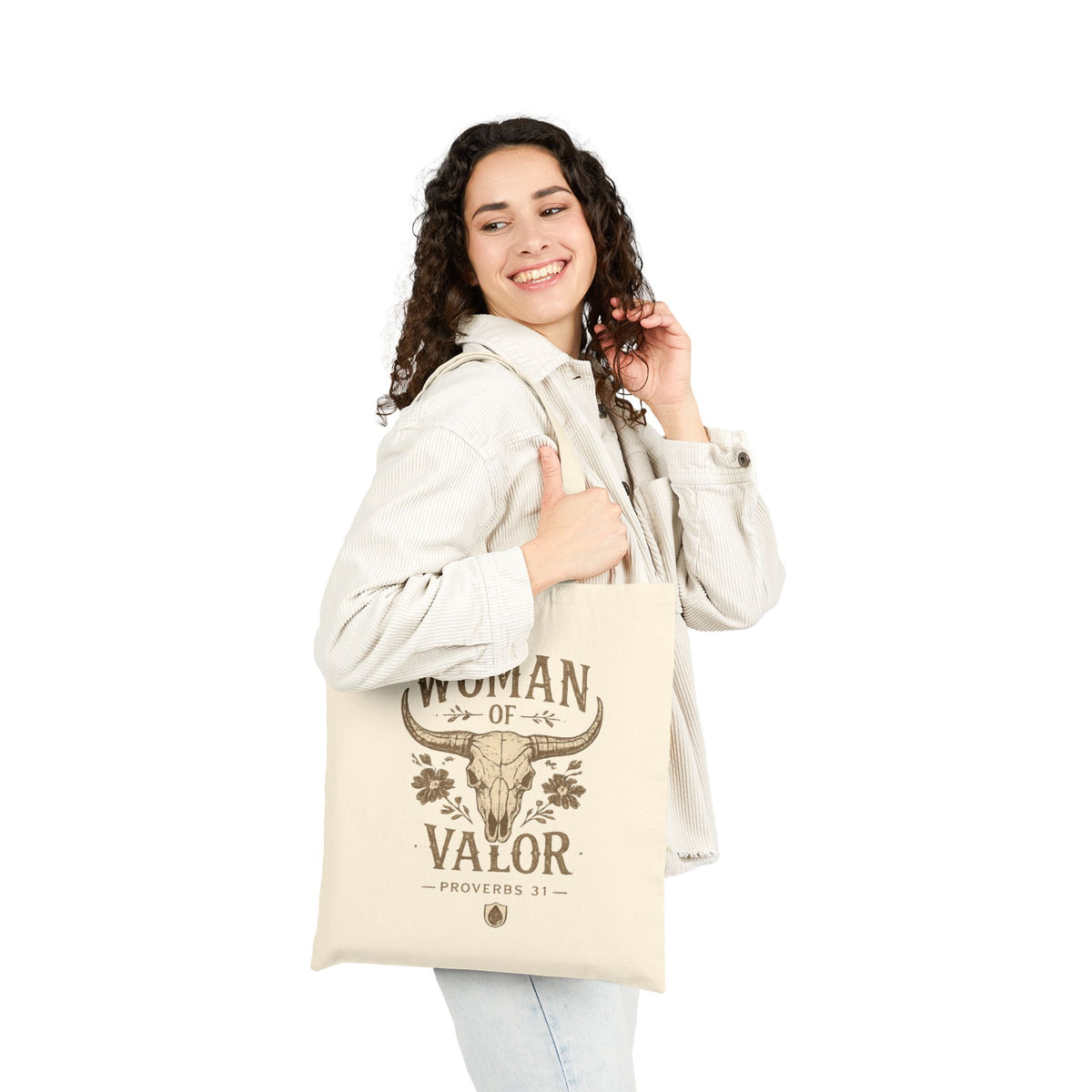 Woman of Valor Natural Canvas Tote Bag 🤎