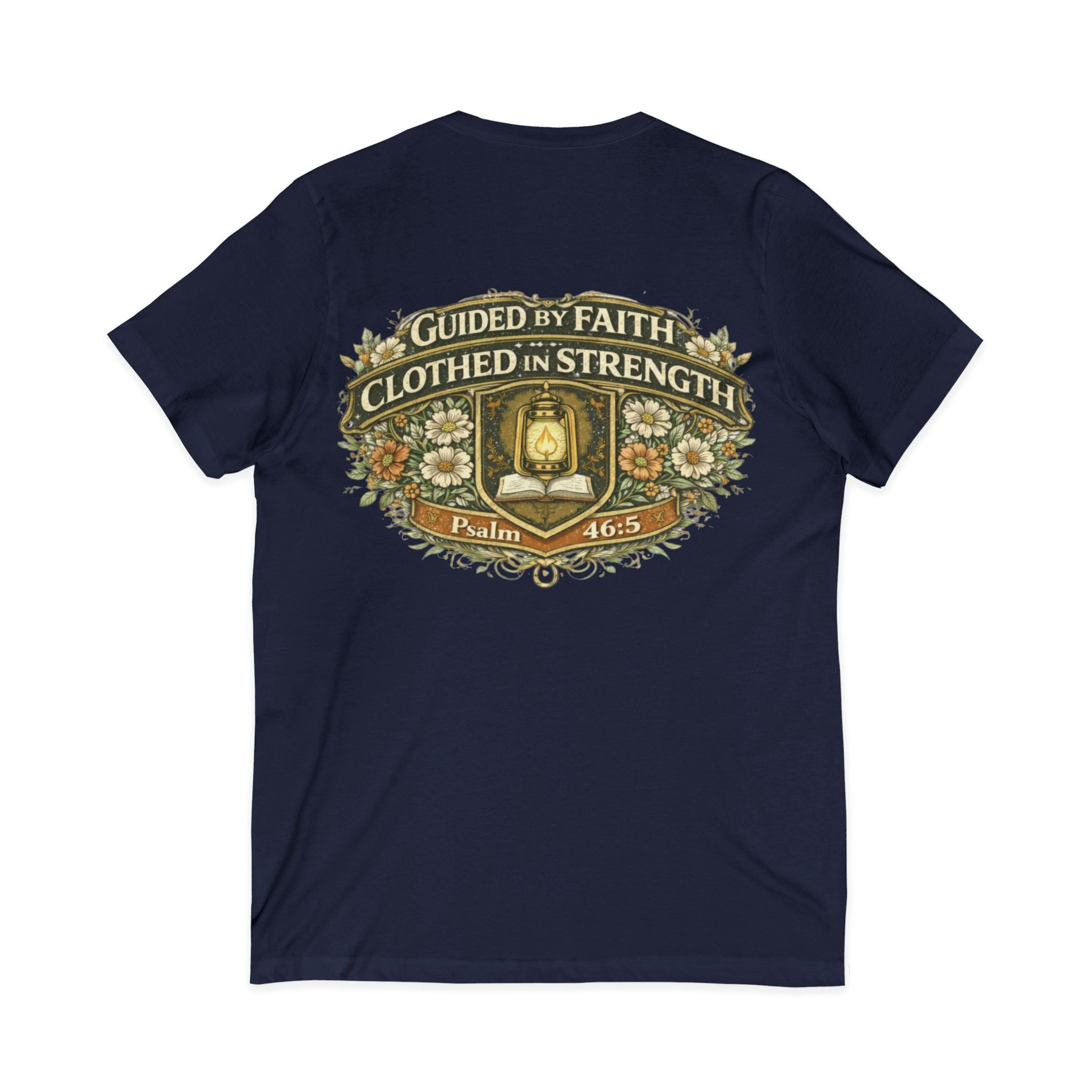 Guided by Faith, Clothed in Strength – Women’s V-Neck Tee