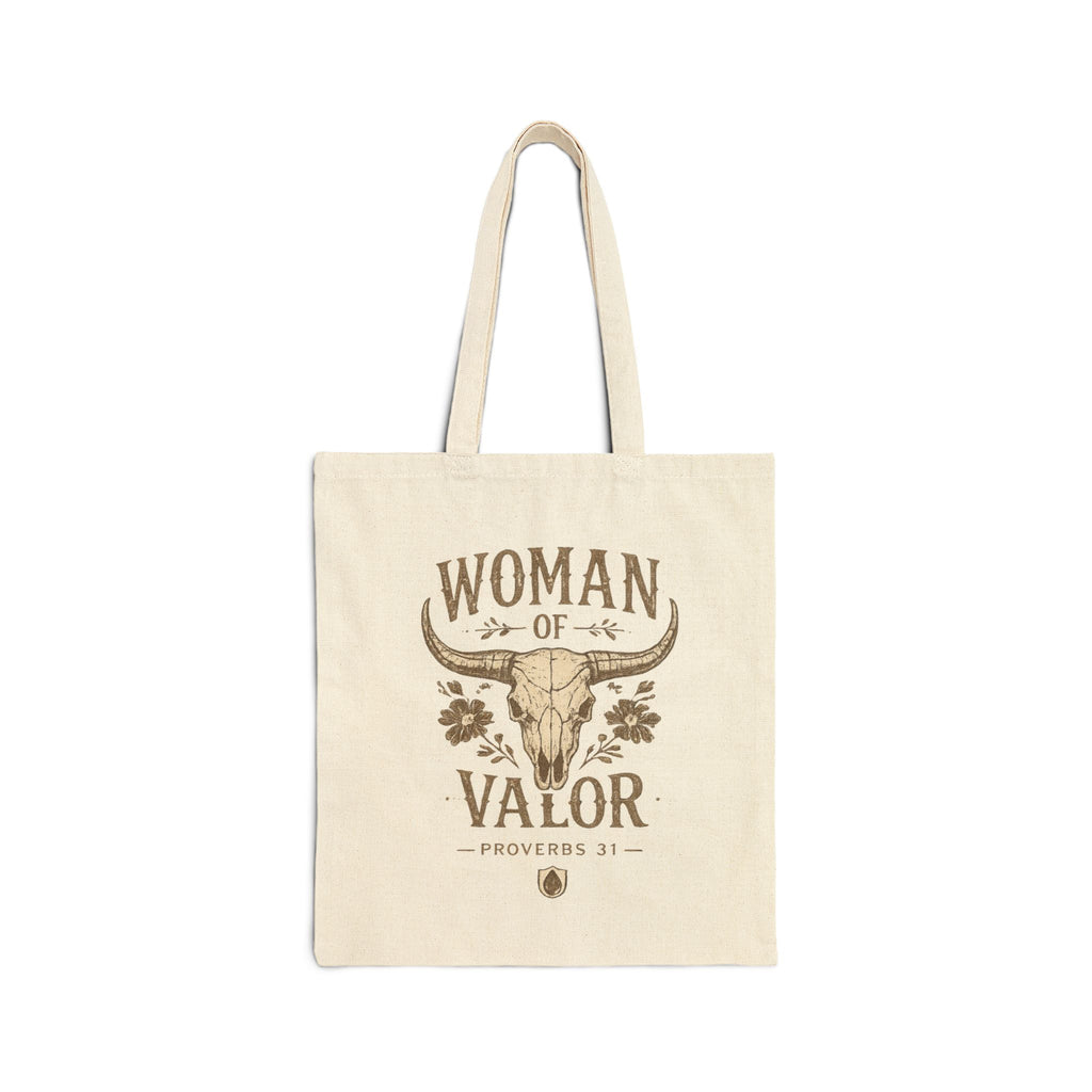Woman of Valor Natural Canvas Tote Bag 🤎