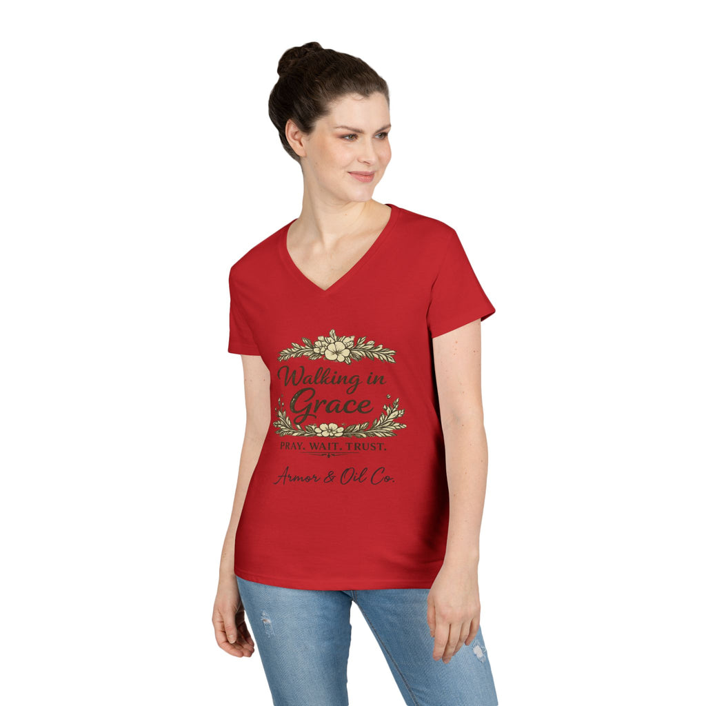 Walking in Grace – Women’s V-Neck Tee