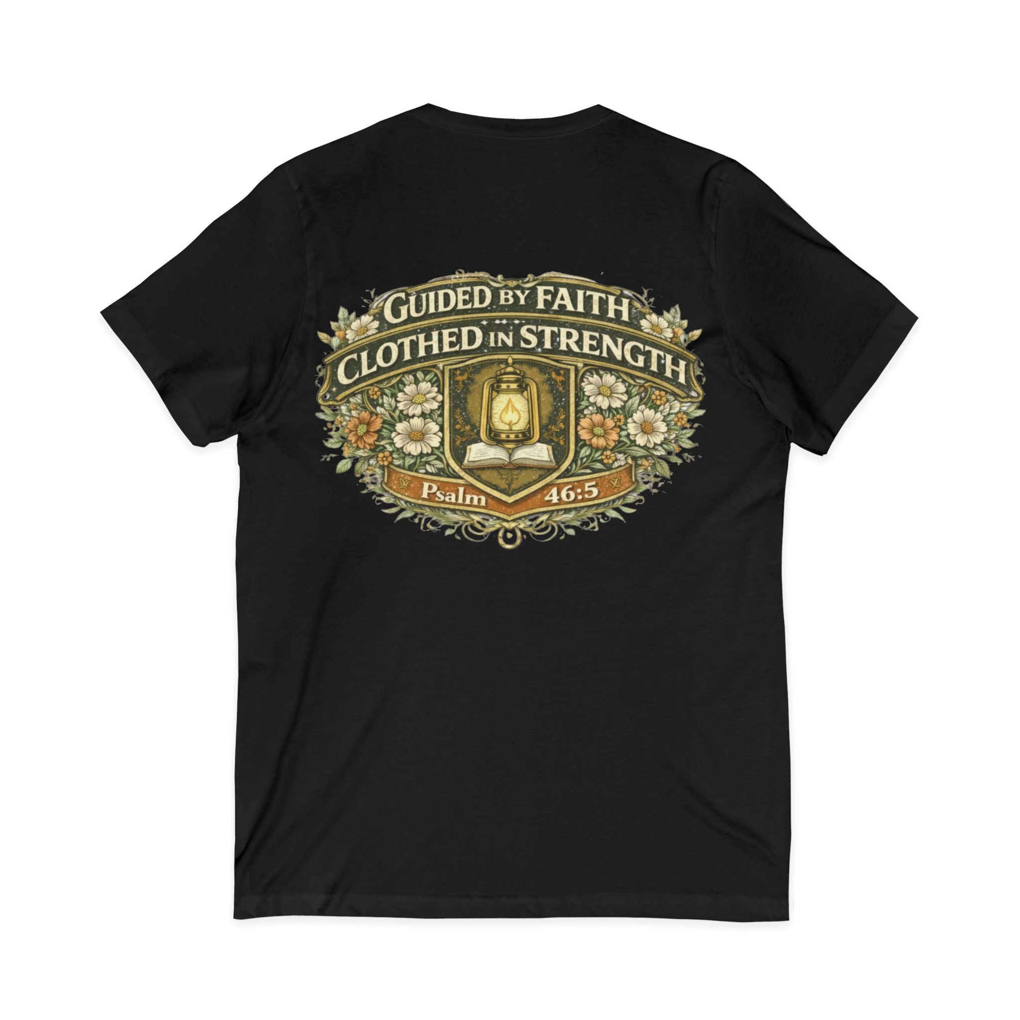 Guided by Faith, Clothed in Strength – Women’s V-Neck Tee