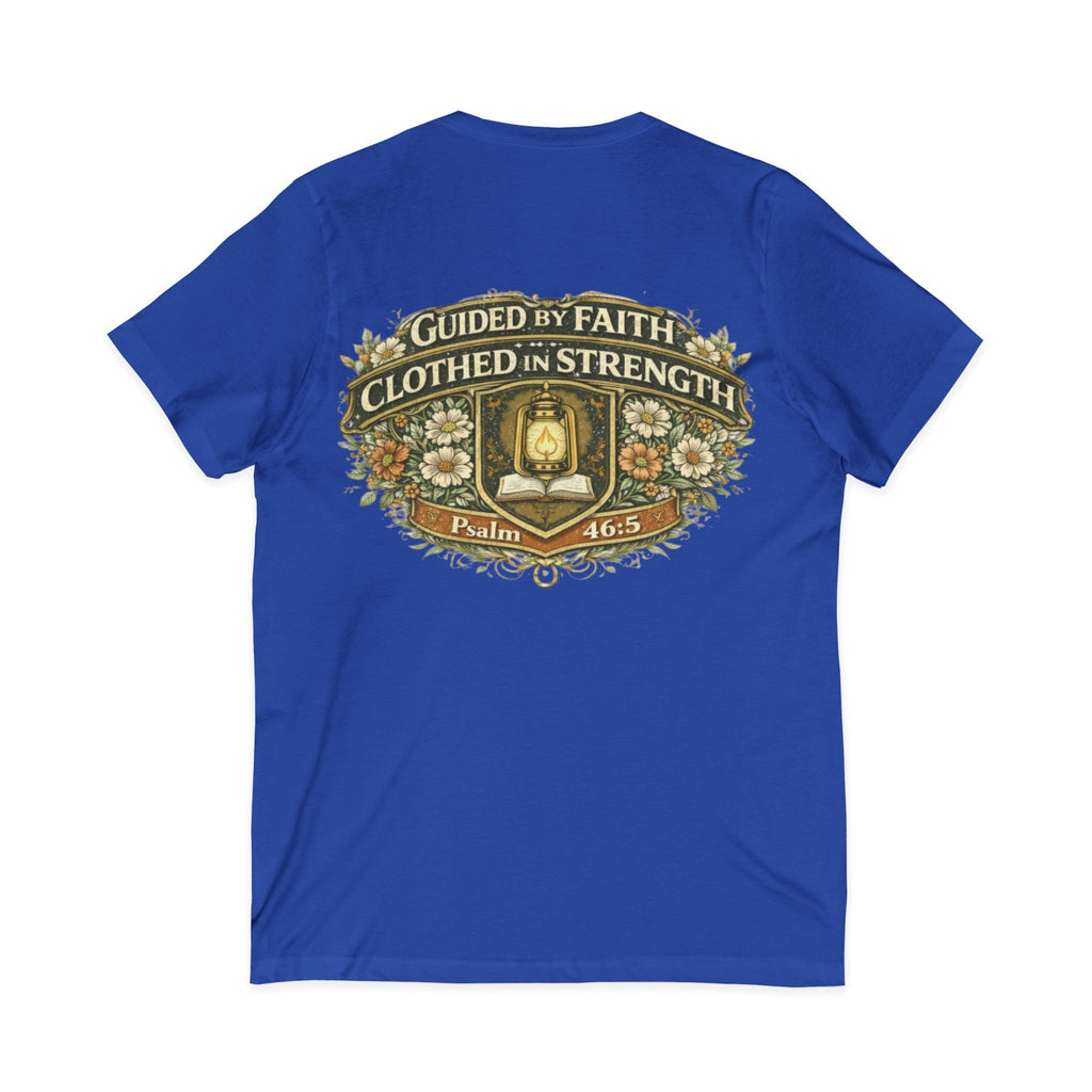 Guided by Faith, Clothed in Strength – Women’s V-Neck Tee