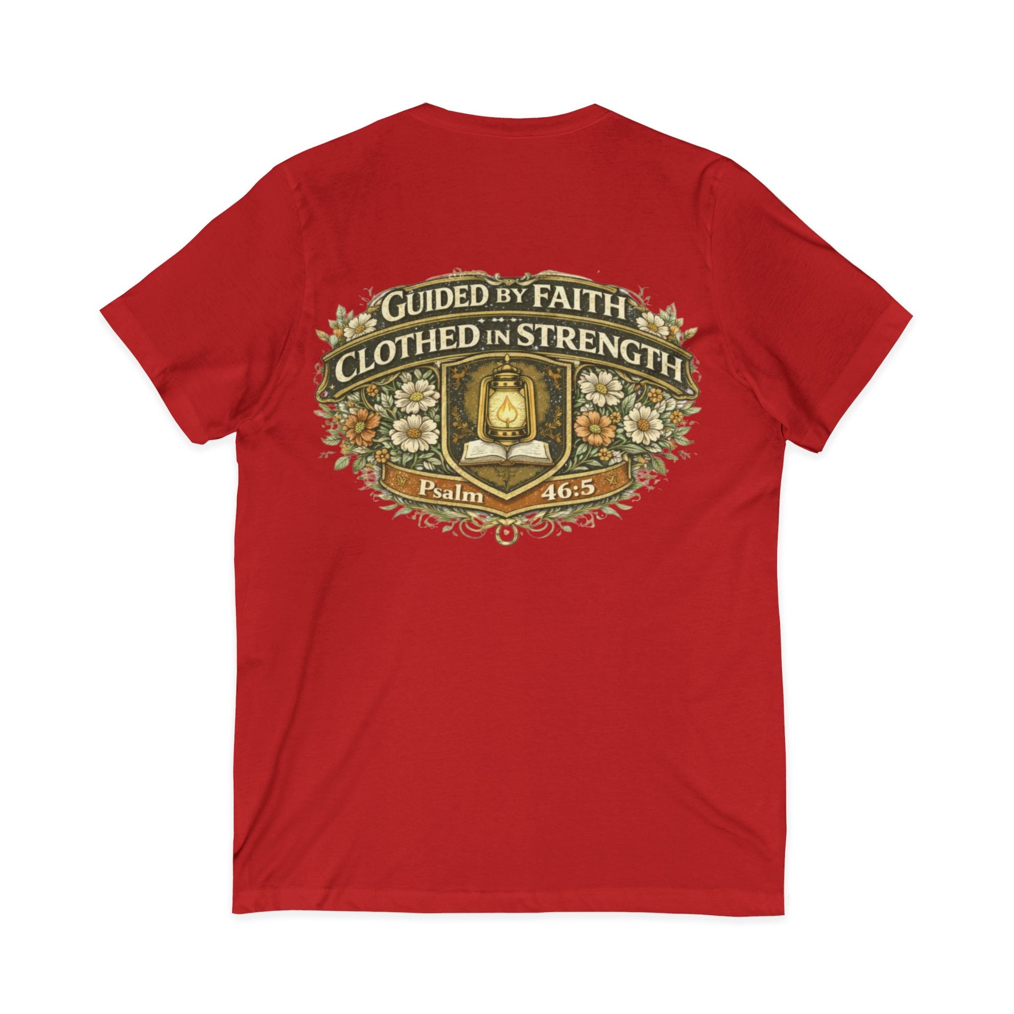 Guided by Faith, Clothed in Strength – Women’s V-Neck Tee